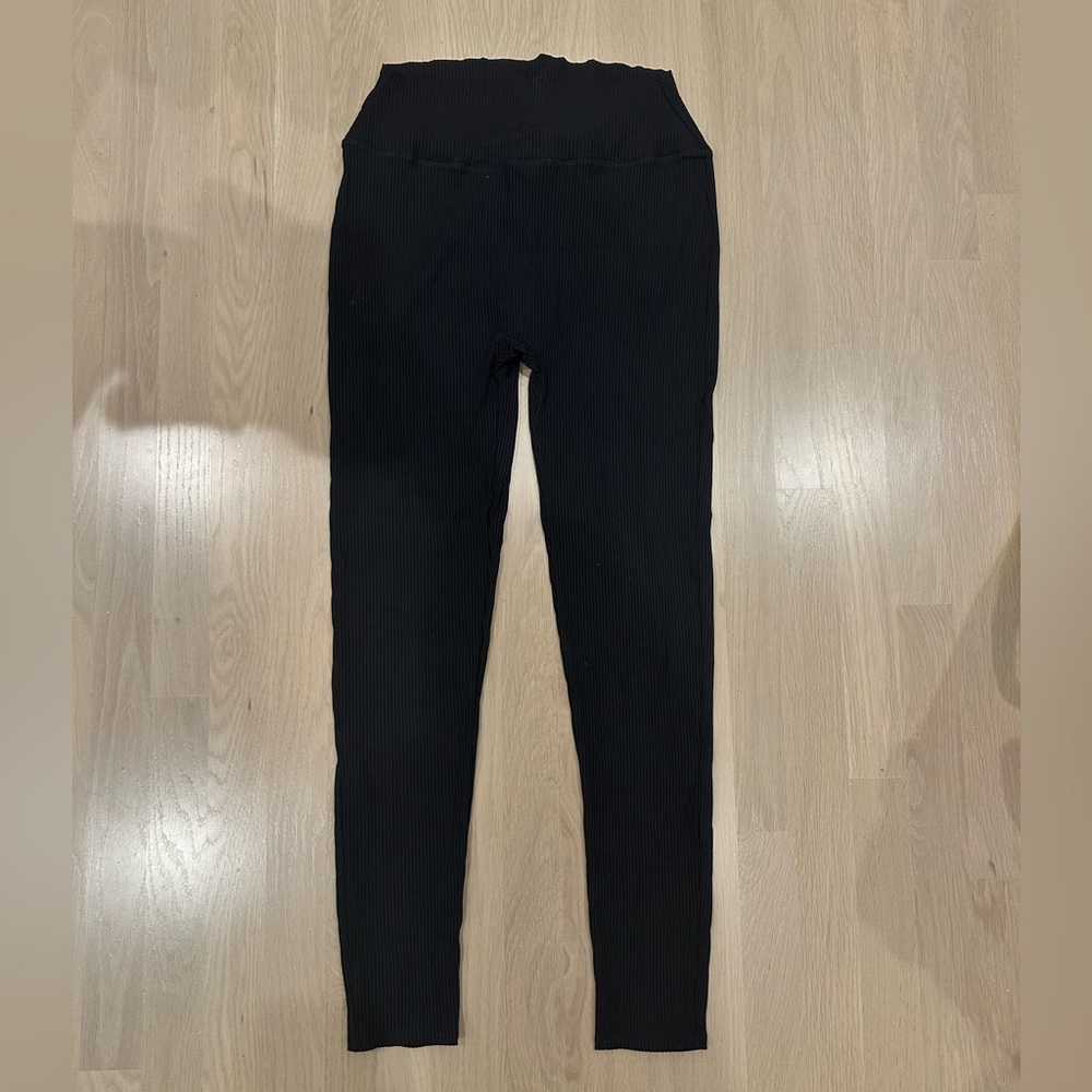 Pepper black ribbed athleisure leggings - XL
